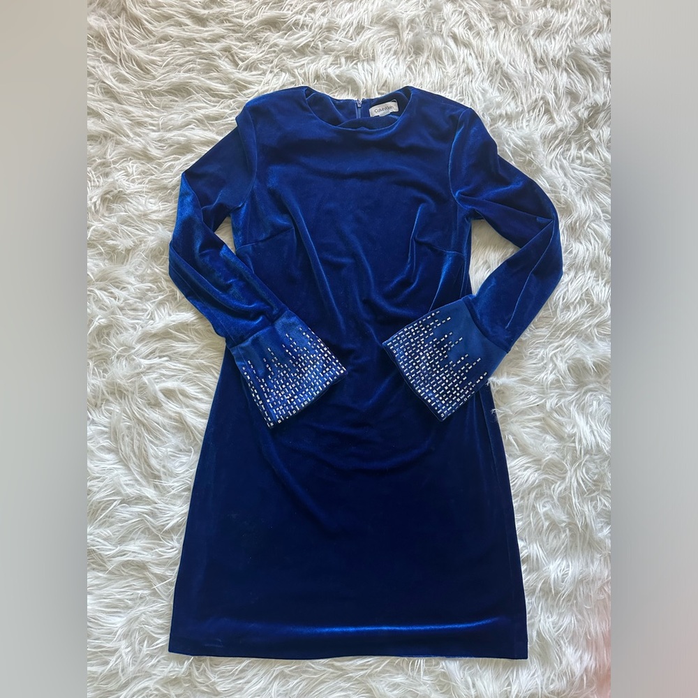 Calvin Klein Blue Velvet Dress